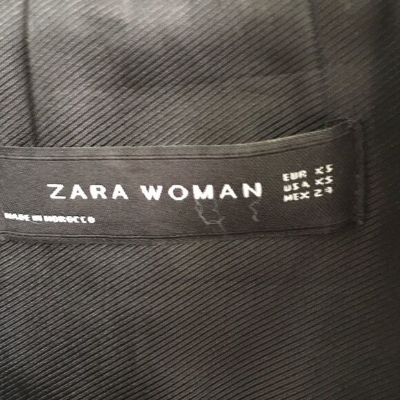 ZARA Leather Asymmetrical Moto Biker Jacket Black XS - Picture 8 of 8